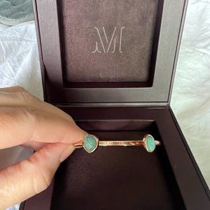 Monica Vinader Gold and Aquamarine thin Siren Cuff - 18 ct Gold Vermeil